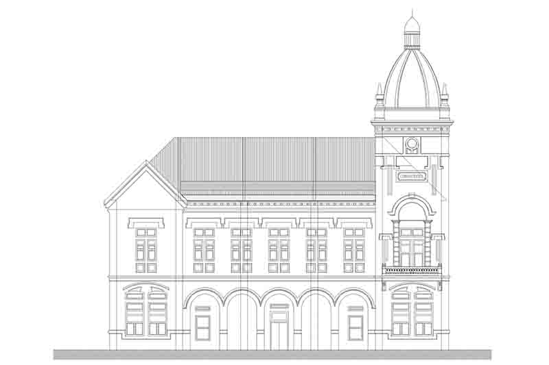 Plano de la fachada del ayuntamiento de Estrada